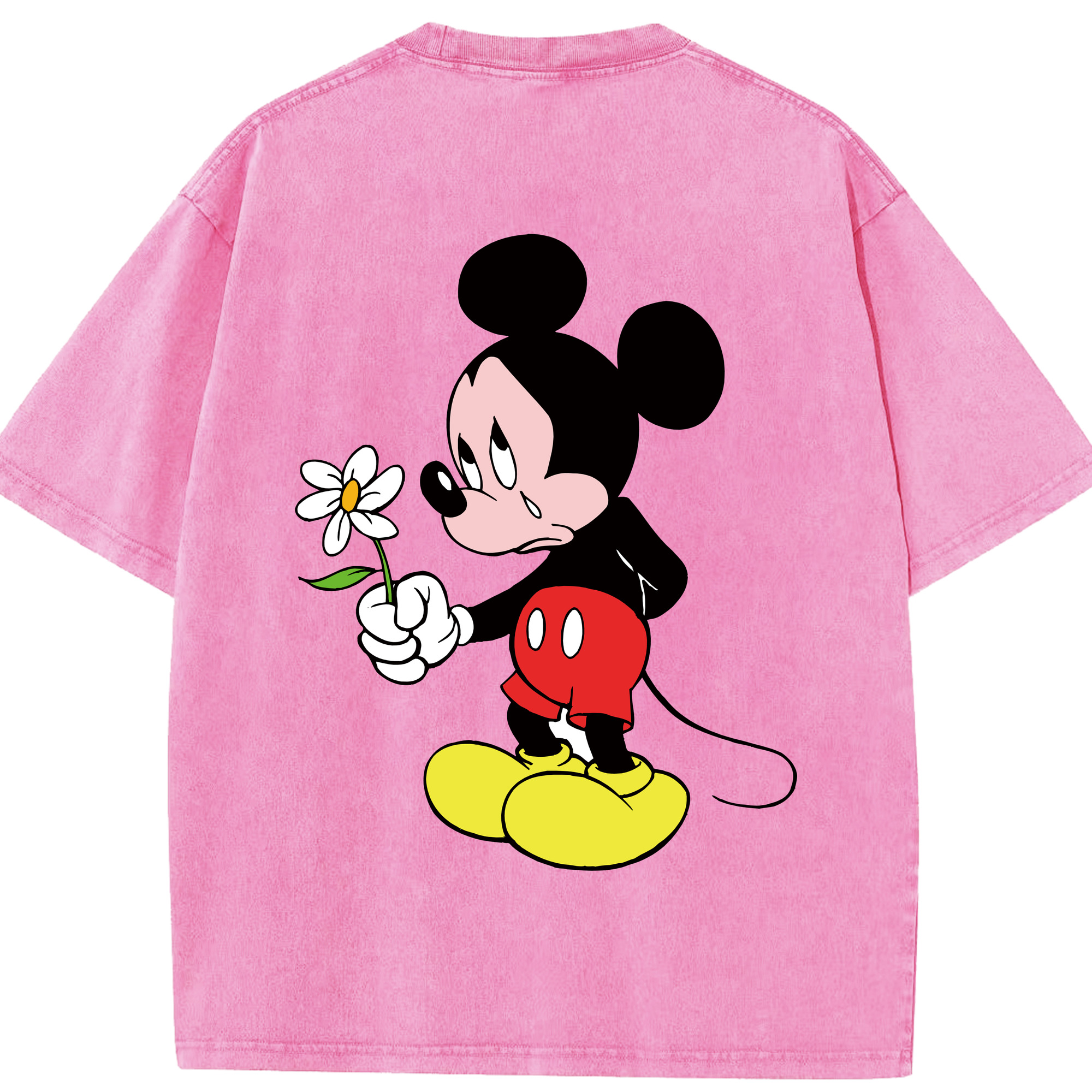 （画像用） ミッキーマウス Mickey Mouse 綿100% ヴィンテージ風 半袖Tシャツ（背面プリント）